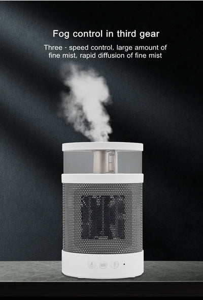 White and black 3-in-1 space heater with humidifier and night light, featuring a mesh grille and control buttons. - Image 20