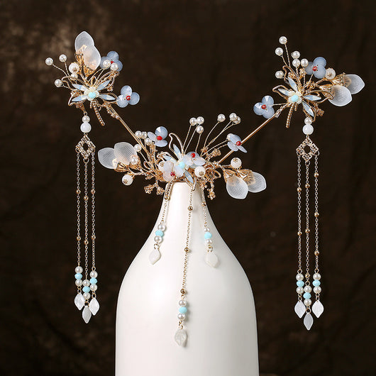 Juego Completo de Accesorios para Cabello Estilo Antiguo con Corona de Hada y Peineta Mariposa - Image 7