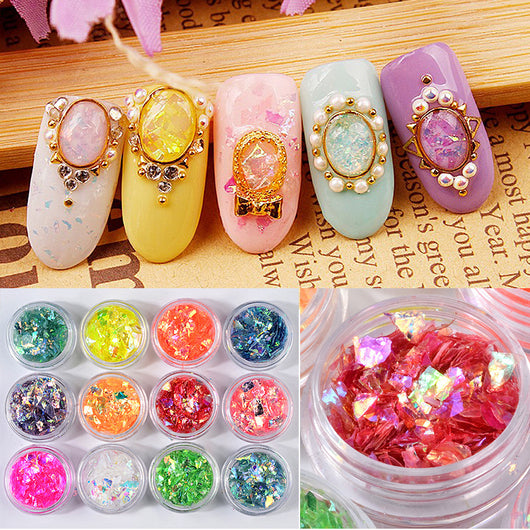 Papel de Concha para Diseño de Uñas - 12 Colores Brillantes - Image 3