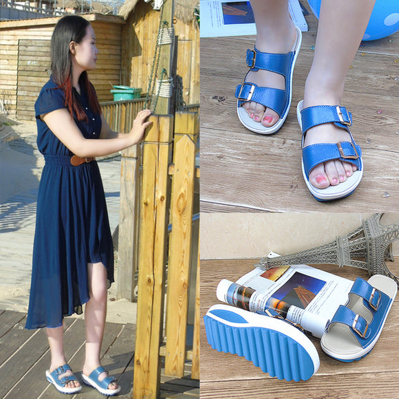 Sandalias de Cuero con Suela Gruesa y Plataforma Cómoda