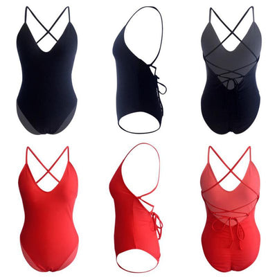 Bikini Enterizo de Color Sólido - Traje de Baño Sexy Multicolor para Mujer - Image 2