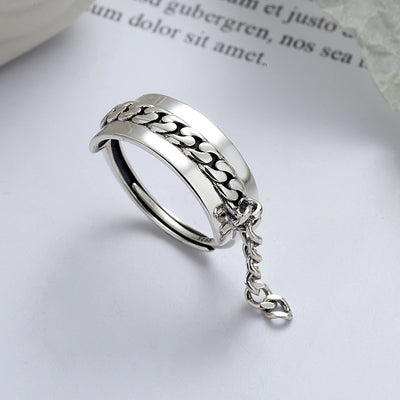 Anillo de Plata 925 Coreano con Borla y Cadena Ajustable para Dedo Índice - Image 5