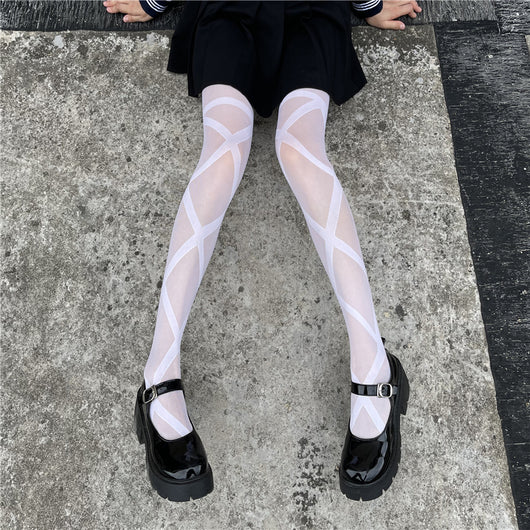 Calcetines Romper con Lazo Cruzado de Color Liso para Mujer - Image 12