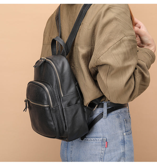 Mochila de Cuero Genuino para Mujer - Piel Premium Suave
