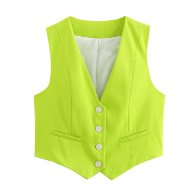 Chaleco Multicolor Suelto con Botones Decorativos Versátil para Mujer - Image 9