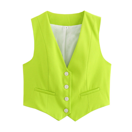 Chaleco Multicolor Suelto con Botones Decorativos Versátil para Mujer - Image 9