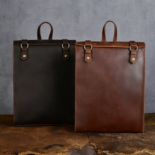 Mochila Vintage de Cuero Crazy Horse Grande para Hombre
