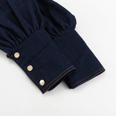 Vestido Camisero Denim con Mangas Farol y Cordones - Image 17