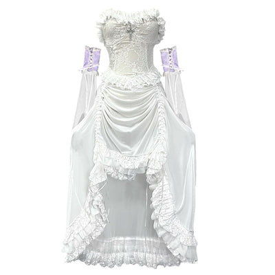 Vestido Gótico Blanco Estilo Chino con Malla y Cordón - Diseño Dark Verano - Image 5