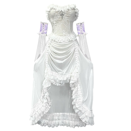 Vestido Gótico Blanco Estilo Chino con Malla y Cordón - Diseño Dark Verano - Image 5