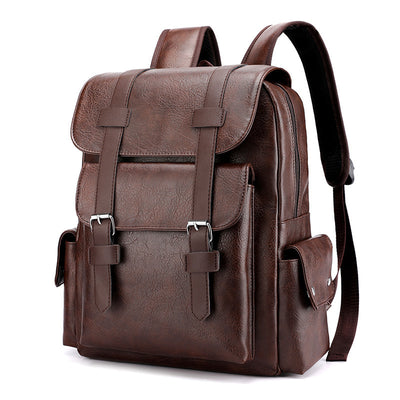Mochila Ejecutiva Retro de Cuero Sintético con Compartimento para Laptop - Image 8
