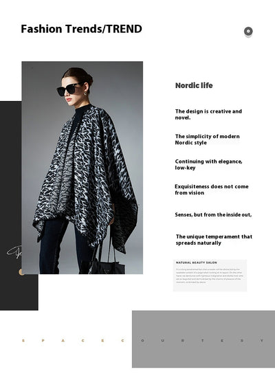 Chal Cruzado Estampado Leopardo Negro - Versátil para Primavera, Otoño e Invierno - Image 15