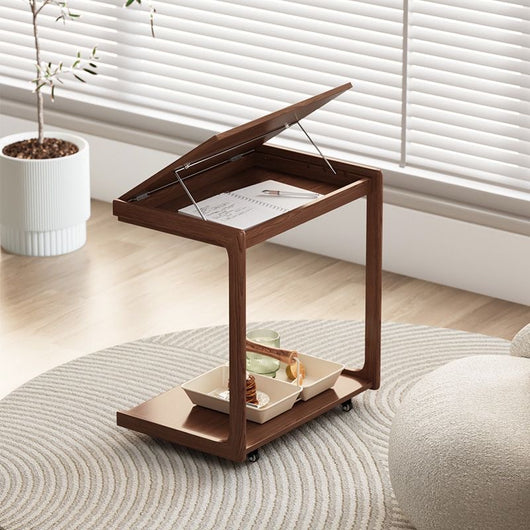 Mesa Auxiliar de Madera Maciza con Almacenamiento Removible - Image 3