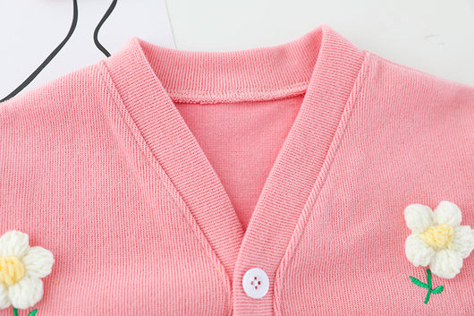 Conjunto de Tres Piezas con Cardigan de Cuello Muñeca para Niñas - Image 16