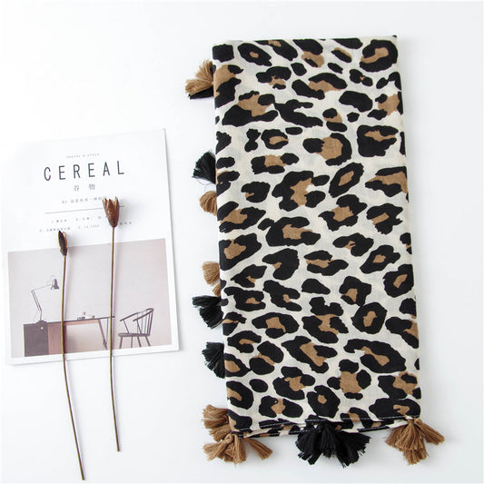 Pañuelo Dual Estampado Leopardo en Algodón, Lino y Seda - Image 2