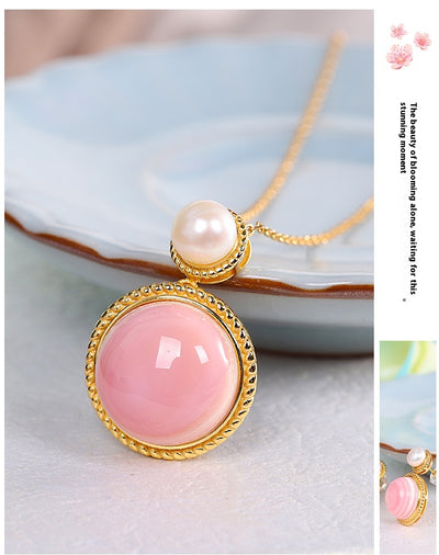 Aretes de Plata S925 con Concha Rosa y Diseño Geométrico Minimalista - Image 7