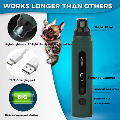 Cortaúñas Eléctrico para Perros y Gatos - Silencioso Recargable con 5 Velocidades - Image 3
