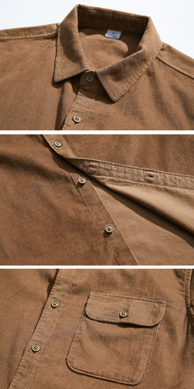 Camisa Casual de Pana para Hombre con Manga Larga - Image 11