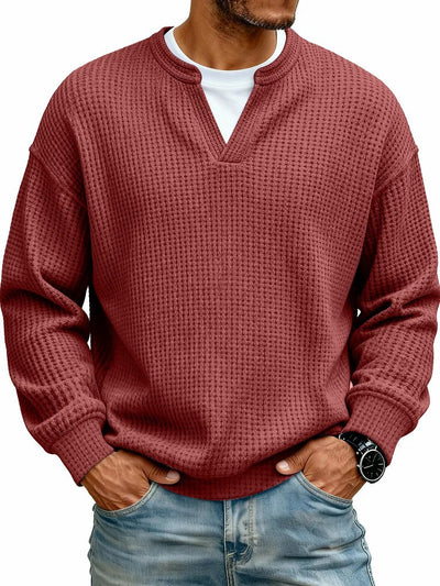 Sudadera Texturizada Cuello V para Hombre - Manga Larga Casual Versátil - Image 10