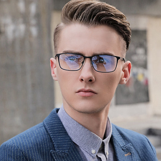 Lentes de Metal Semiarmazón con Filtro Azul para Hombre