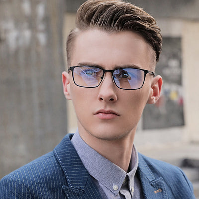 Lentes de Metal Semiarmazón con Filtro Azul para Hombre