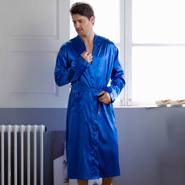 Cardigan Tipo Seda para Casa - Bata Larga de Descanso para Hombre