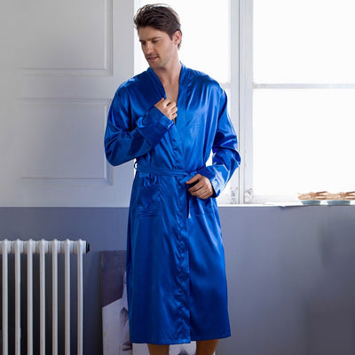 Cardigan Tipo Seda para Casa - Bata Larga de Descanso para Hombre - Image 2