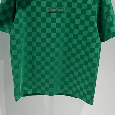Playera Casual de Cuadros Verde con Cuello Redondo - Image 14