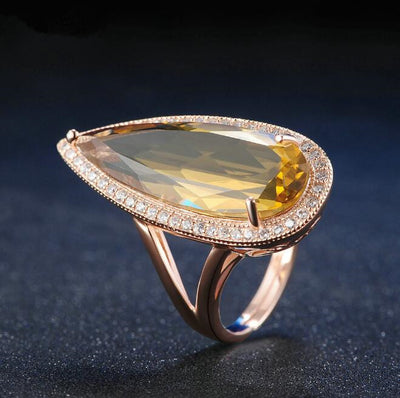 Anillo de Plata 925 con Citrino Natural en Forma de Gota - Joya Fina para Mujer - Image 3