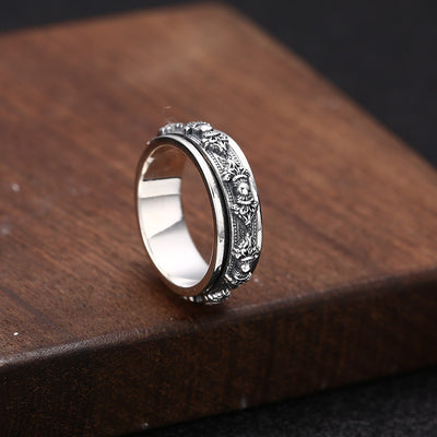 Anillo Giratorio de Plata 925 Estilo Retro Personalidad