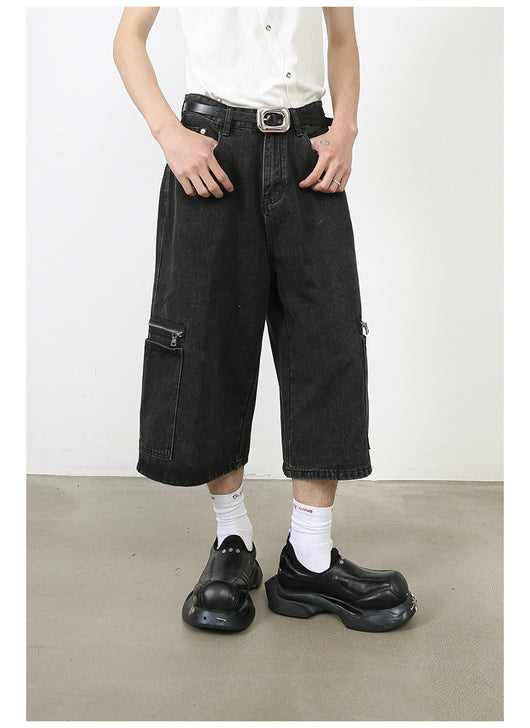 Shorts de Mezclilla Holgados Personalizados para Hombre - Estilo Street Cropped - Image 12