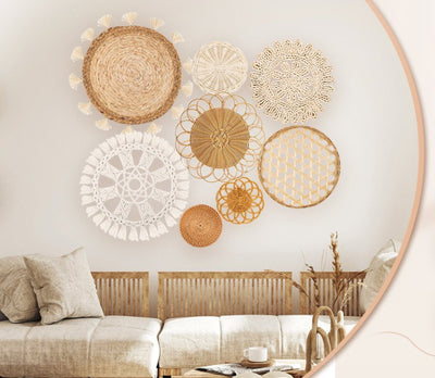 Decoraciones Bohemias Tejidas en Paja - Combinación de Pared Artesanal - Image 23