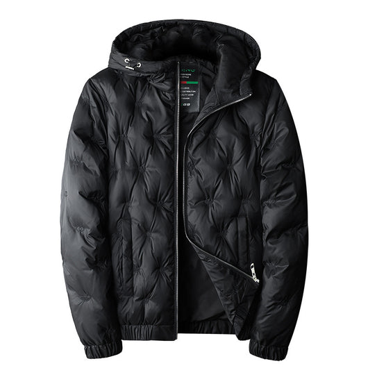 Chaqueta Acolchada con Capucha Bordada para Hombre Talla Grande - Image 5