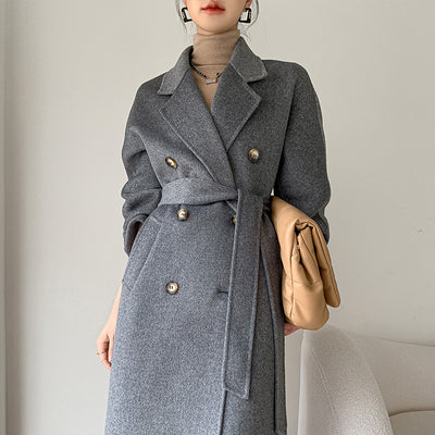 Abrigo Tweed Reversible con Cuello de Solapa - Elegancia y Versatilidad para Mujer