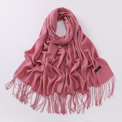 Bufanda Larga de Cashmira Suave - Color Liso para Otoño e Invierno - Image 19