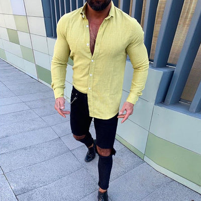 Camisa de Lino con Solapa Abotonada para Hombre - Image 9