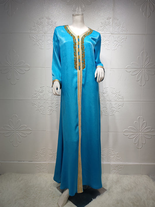 Abaya Elegante con Encaje de Diamantes y Cinta Brillante Estilo Dubai - Image 8
