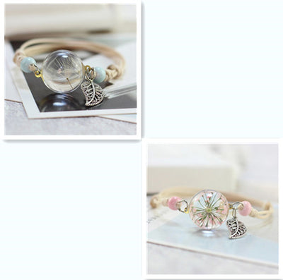 Pulsera Esfera de Cristal con Flores Secas - Diente de León y Estrellas - Image 46
