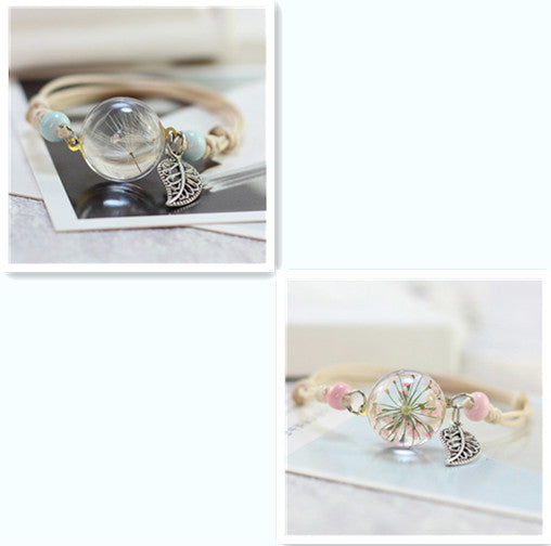 Pulsera Esfera de Cristal con Flores Secas - Diente de León y Estrellas - Image 46