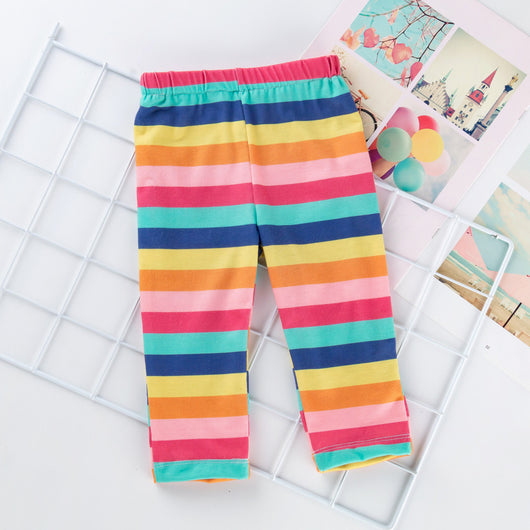 Pijama Infantil Estampado Arcoíris con Pantalón a Rayas - Image 5