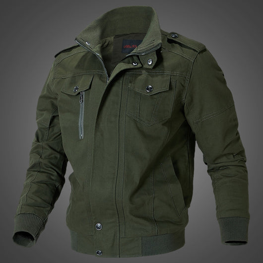 Abrigo Talla Grande de Algodón Lavado Estilo Aviador - Image 6