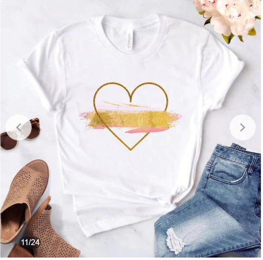 Playera Couple's con Corazón y Flecha - Unisex Manga Corta Blanca - Image 6