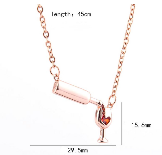Collar para Amantes del Vino con Dije de Botella, Copa y Corazón - Image 6