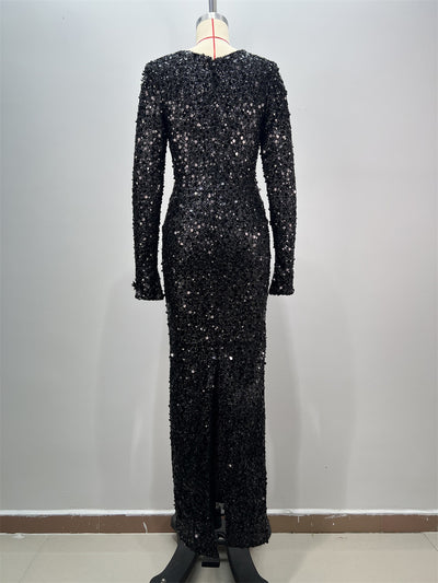 Vestido Largo de Lentejuelas Ajustado para Mujer - Image 12