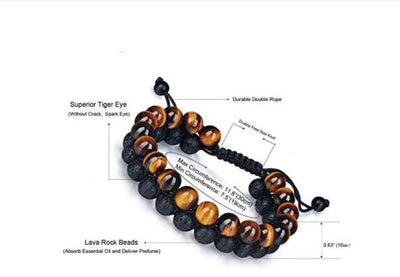 Pulsera de Ojo de Tigre y Piedra Volcánica - Image 9