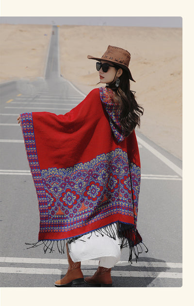 Poncho Étnico Desértico de Cashmira Artificial para Otoño e Invierno - Image 21