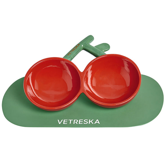 Comedero Doble Gato Cerámica Cherry Bowl