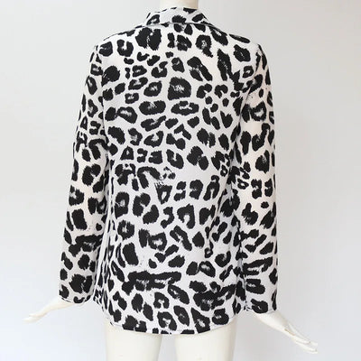 Blusa Vintage Leopardo Manga Larga Cuello Solapa Oficina Talla Grande - Image 21