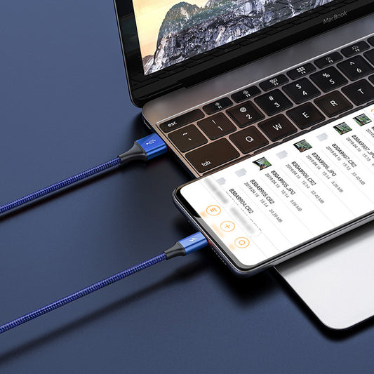 Cable 3 en 1 Rapid Series - iPhone, Android y USB-C Azul Oscuro - Image 2