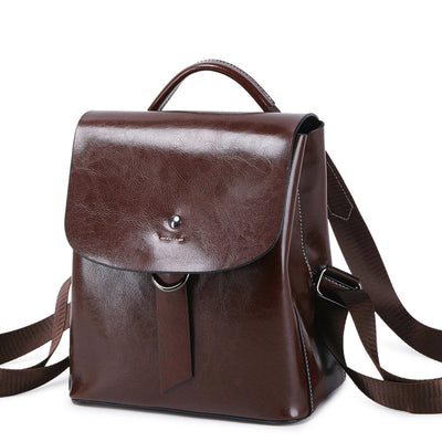 Mochila de Cuero Genuino con Contraste de Colores - Estilo Europeo - Image 3